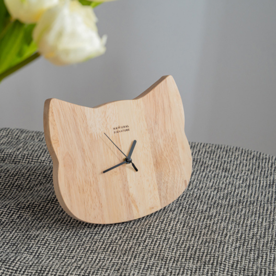 自然木語 木貓咪時鐘