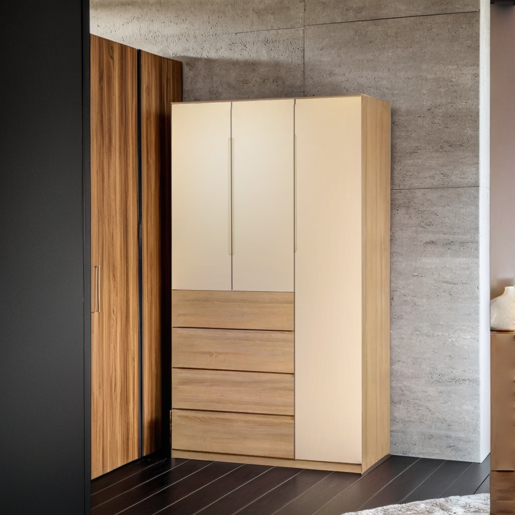 木之語 48" 白橡木色三門衣櫃