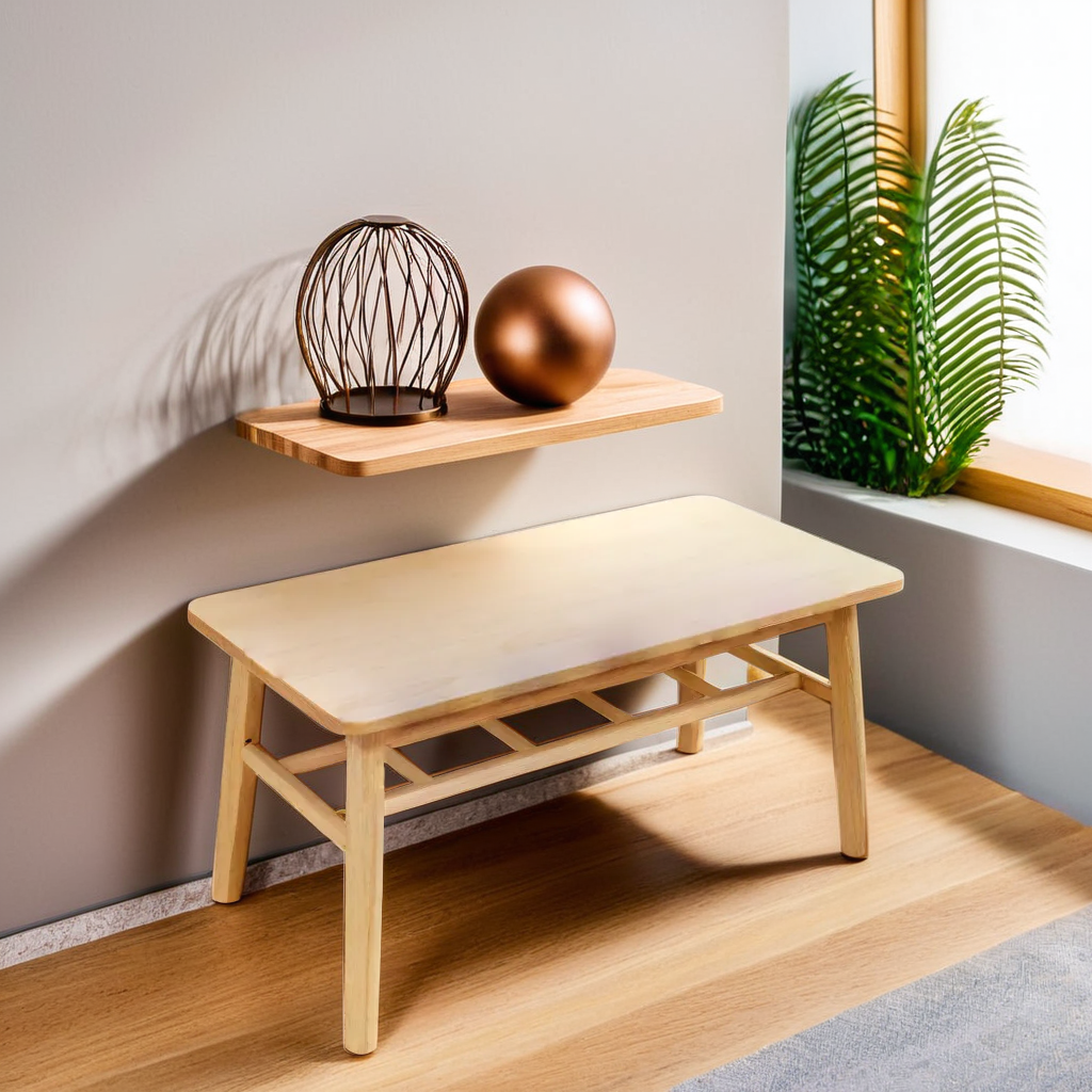 本木之美 簡約實木長形茶几 (原木色)