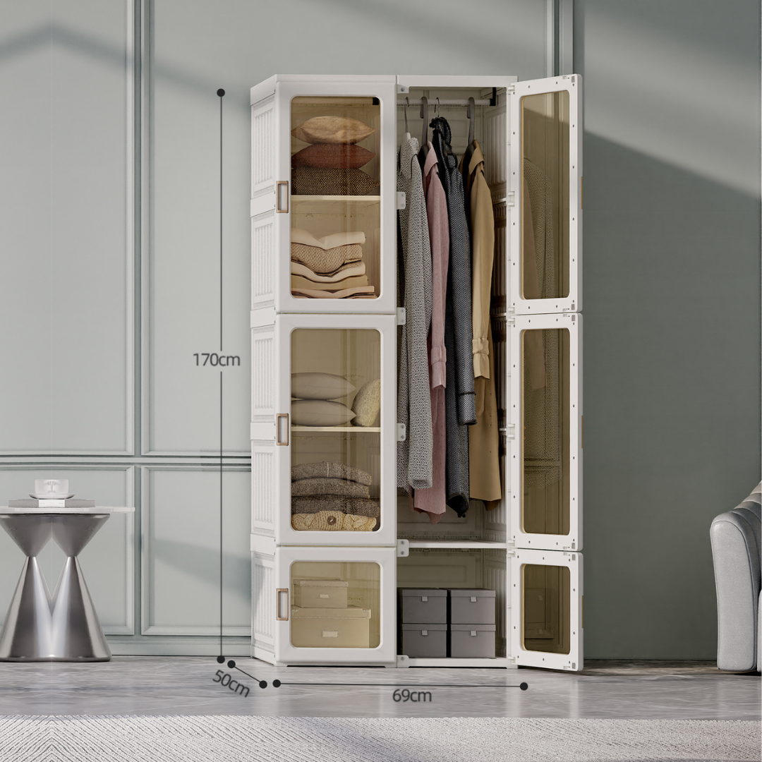 透明門衣櫃 10格6門1掛