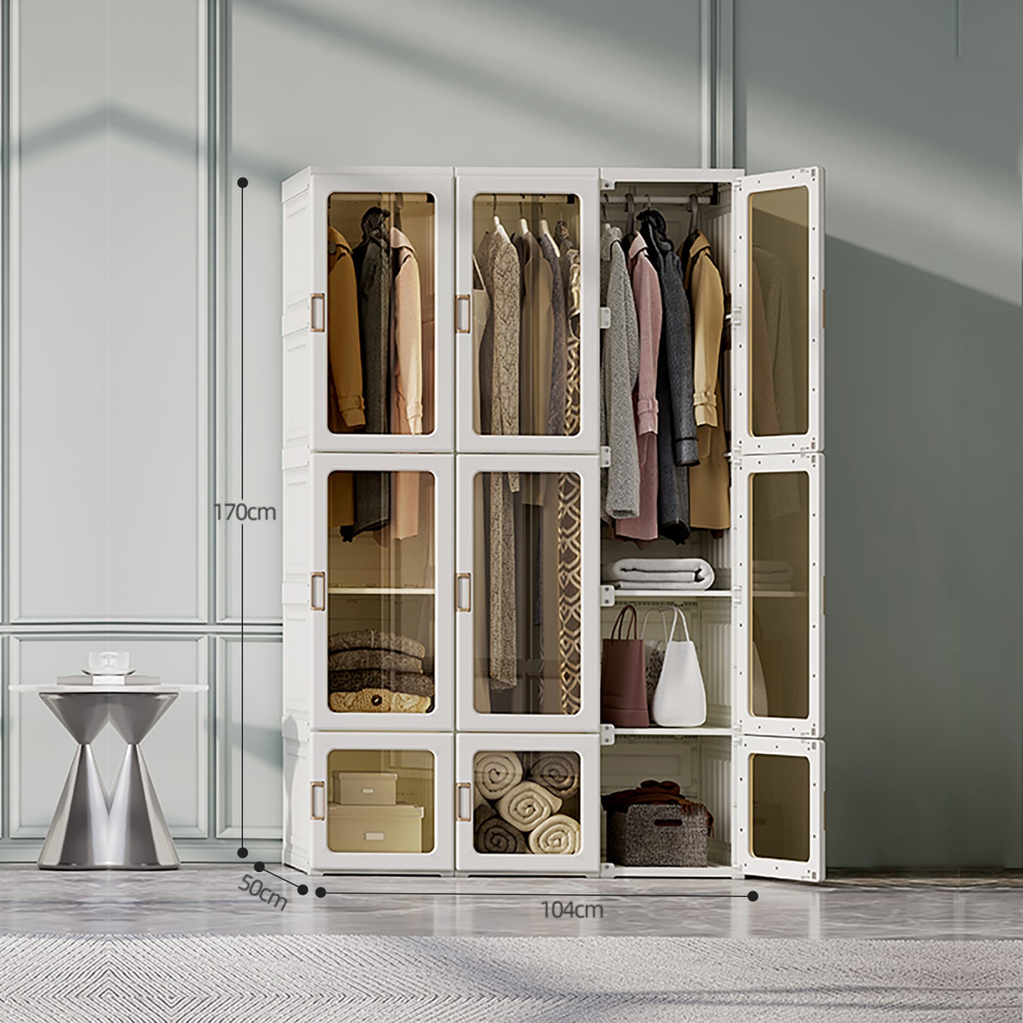 透明門衣櫃: 15格9門3掛