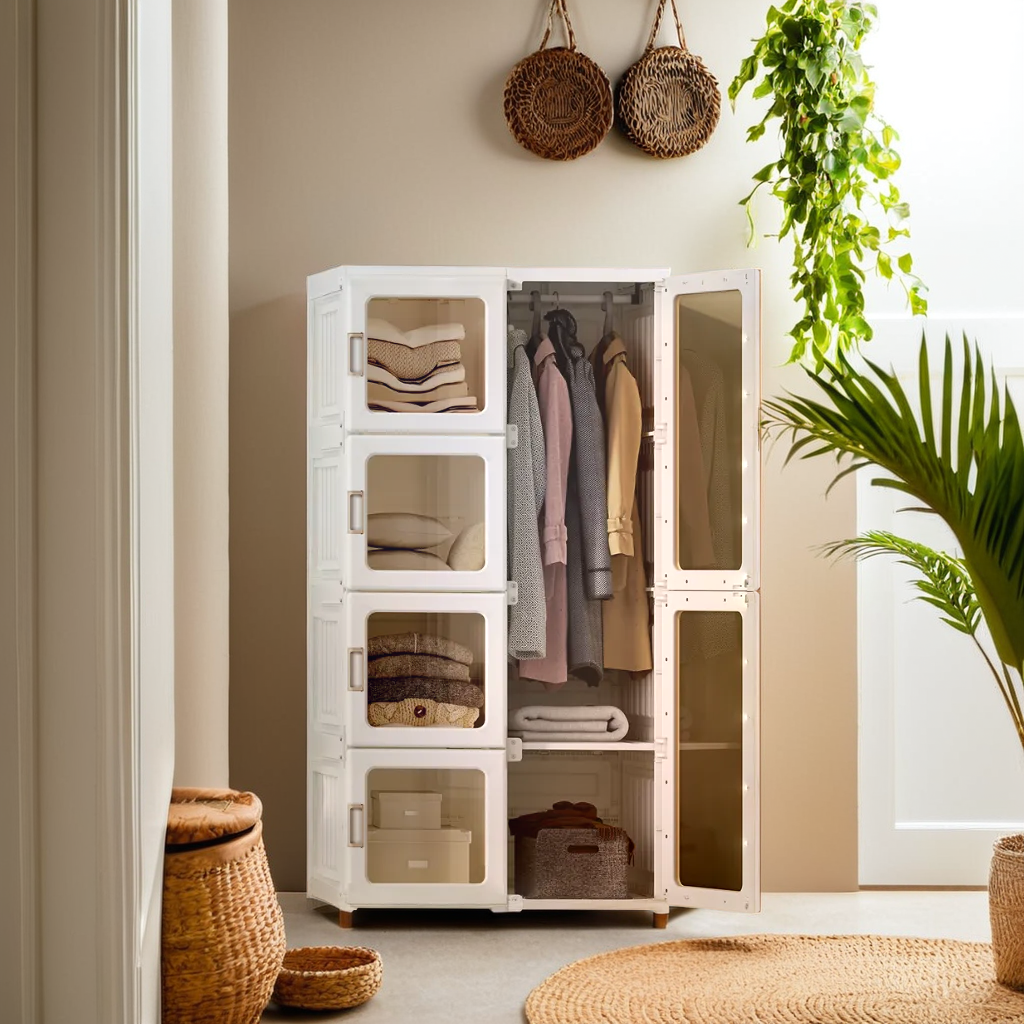 透明門衣櫃: 8格6門1掛